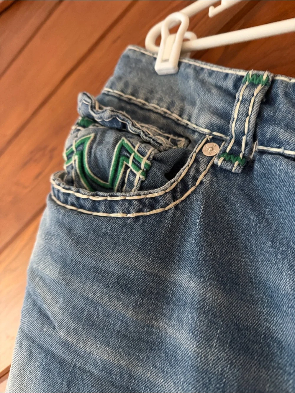 True Religion Ricky Relaxed Straight Jeans Men’s 38 Green Horseshoe Y2K